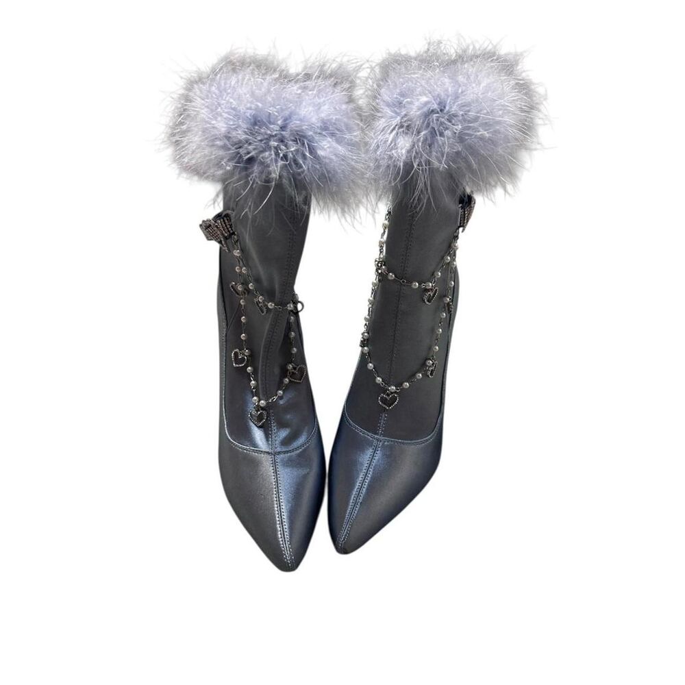Dolls Kill Women's Silver and Blue Boot - Picture 2 of 6